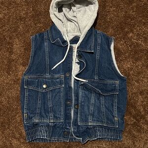 Kids Denim Vest with Gray Hoodie